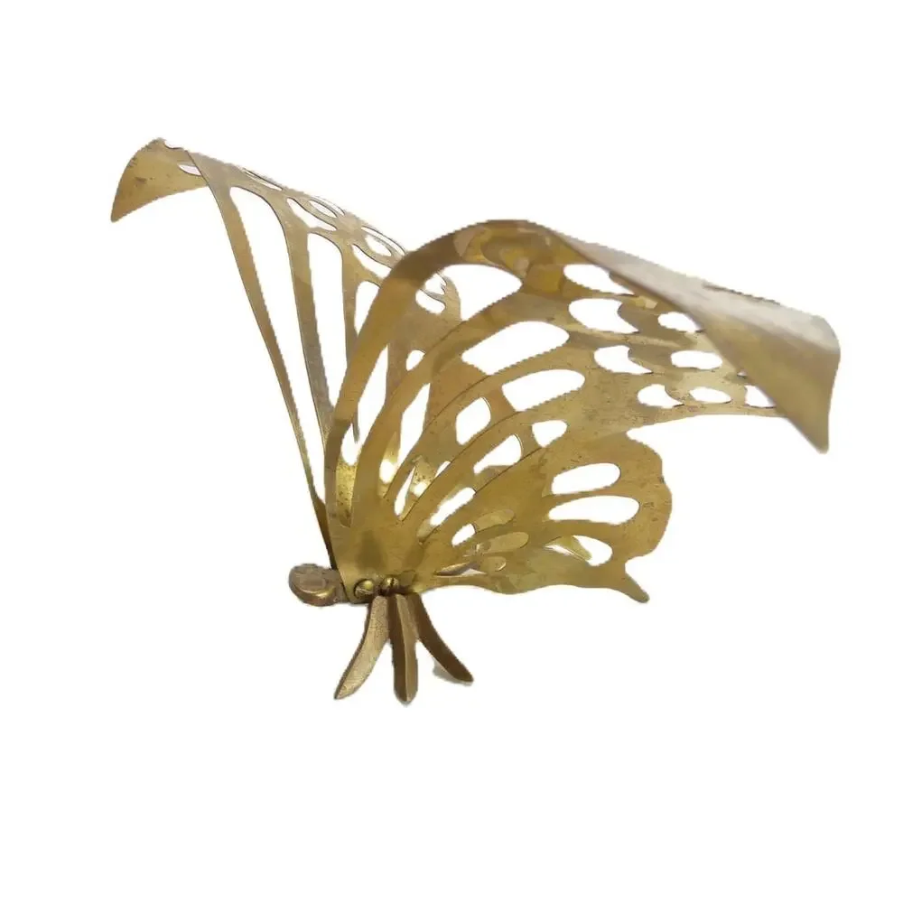 Vintage Brass Butterfly Figurine Mid Century Modern Tabletop Decor
